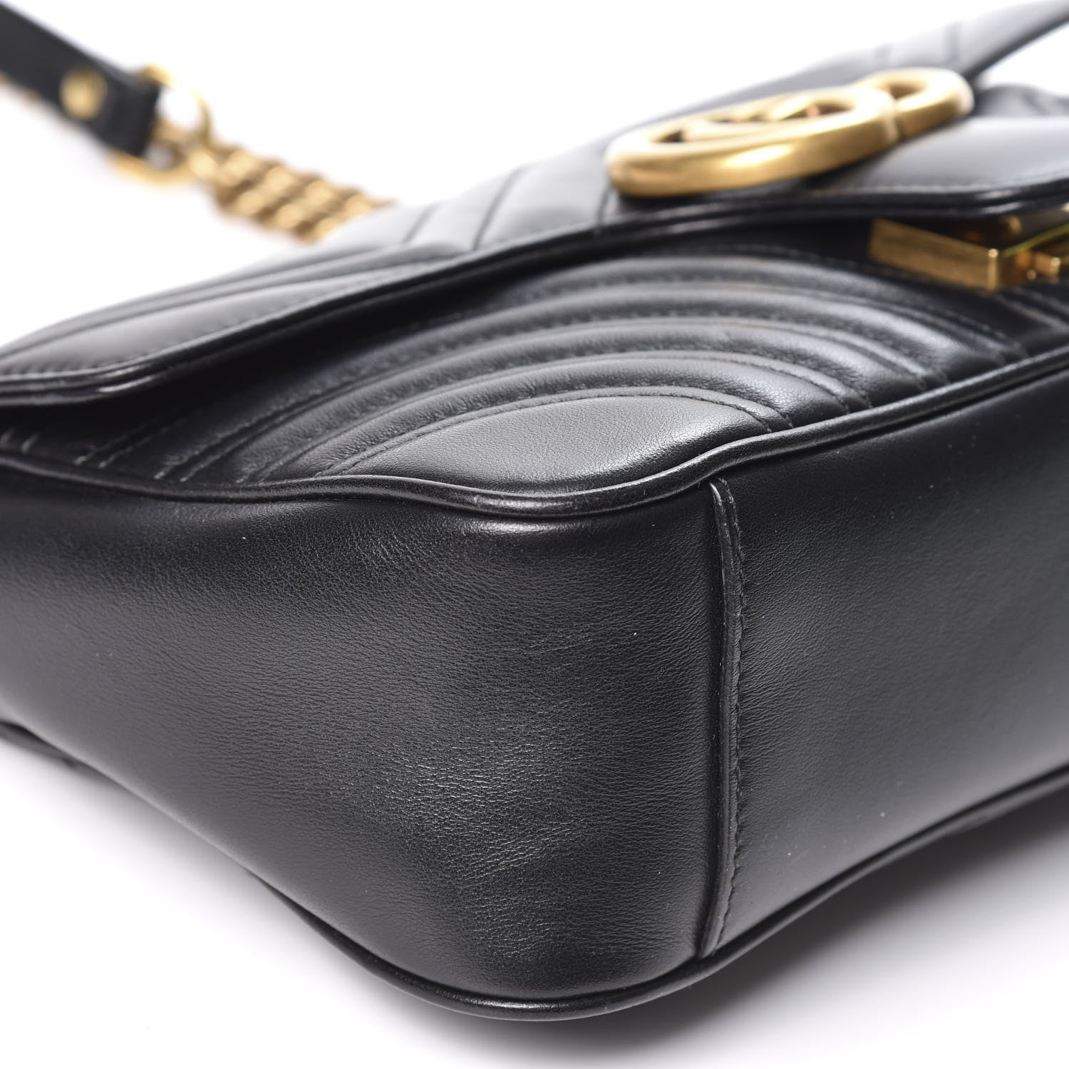 Gucci Calfskin Matelasse Small GG Marmont Shoulder Bag Black 5 of 10