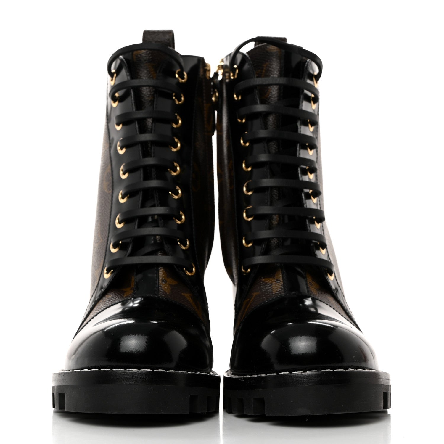 Louis Vuitton Patent Calfskin Monogram Star Trail Ankle Boots 38 Black 2 of 8