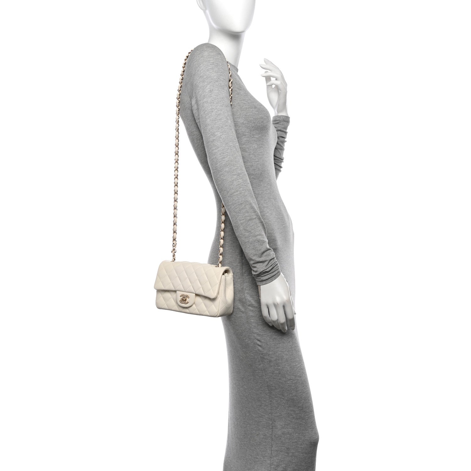Chanel Lambskin Quilted Mini Rectangular Flap White 2 of 10