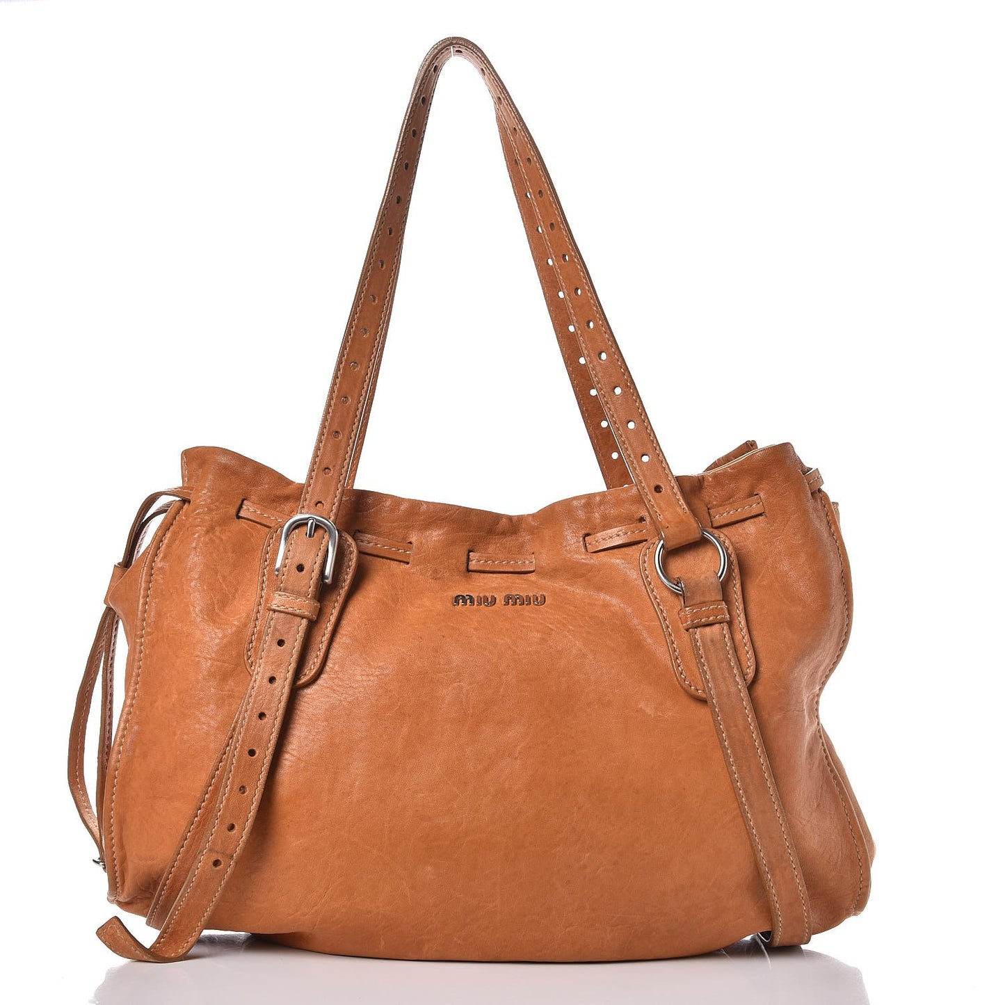 Calfskin Drawstring Tote Cammello