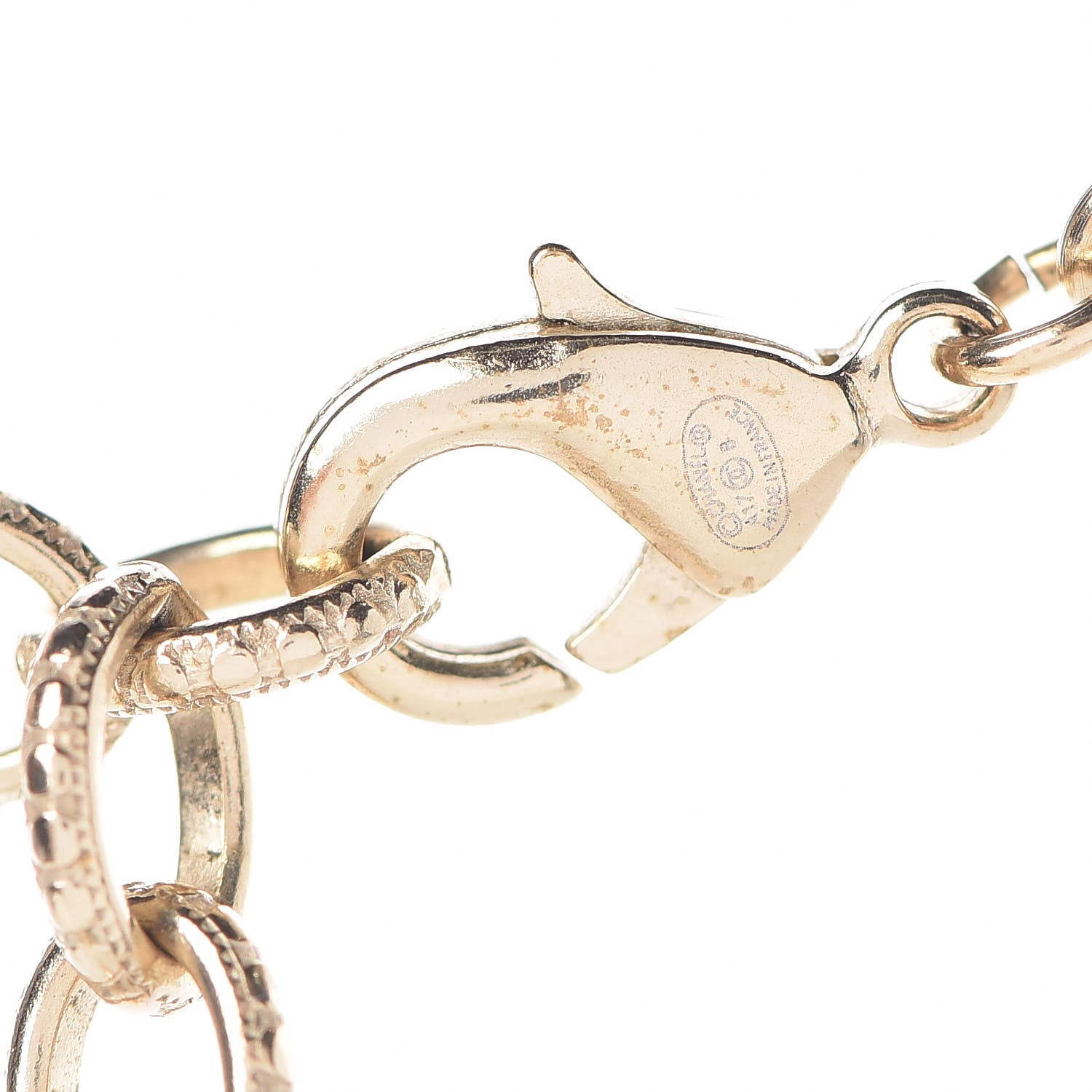 Chanel Metal Resin Pearl Star CC Necklace Gold 4 of 5