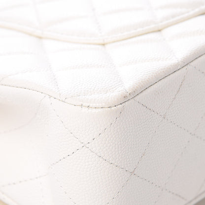 Chanel Caviar Quilted Medium Double Flap White 12 of 14