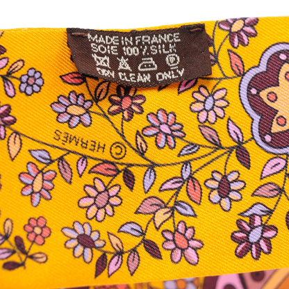 Hermes Silk L'Arbre De Vie Twilly Jaune D'or Mauve Brun 3 of 5