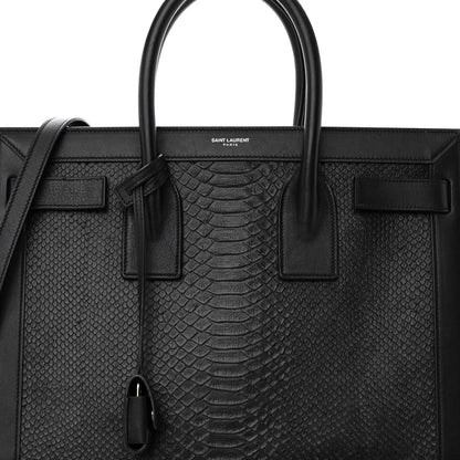 Saint Laurent Python Calfskin Embossed Small Sac de Jour Black 9 of 17