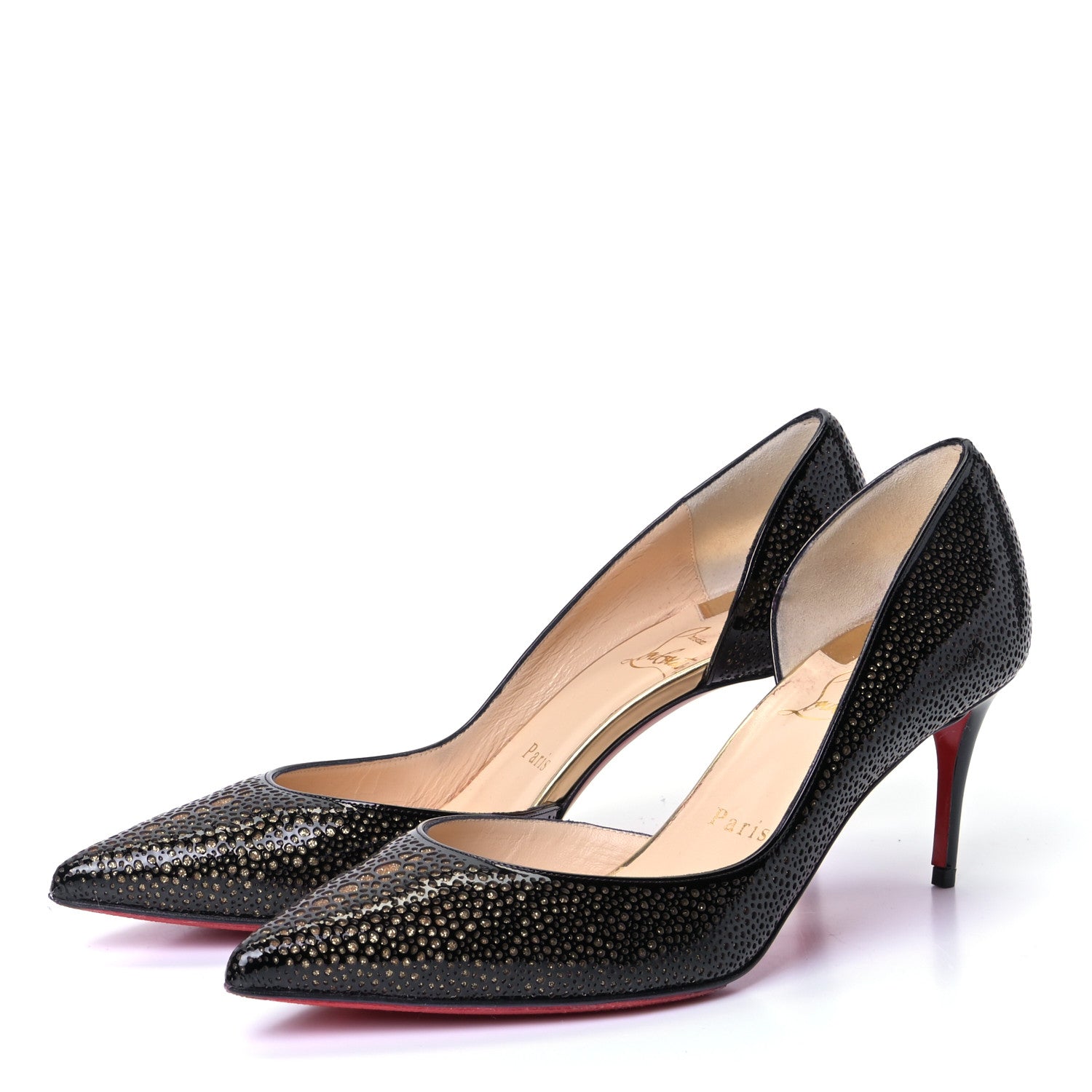Christian Louboutin Patent Glitter Galupump 70 Pumps 36.5 Black Gold 2 of 10
