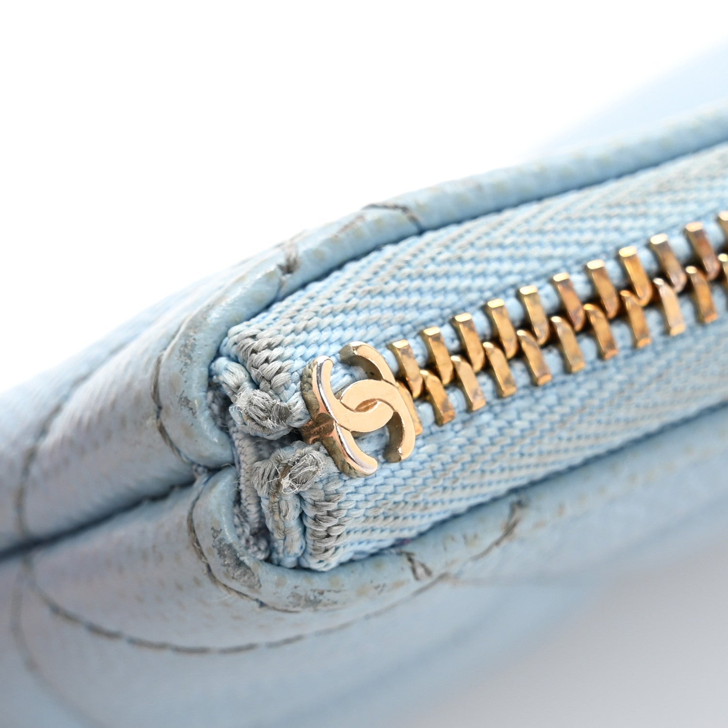 Chanel Caviar Quilted Small Cosmetic Case Light Blue 9 of 11