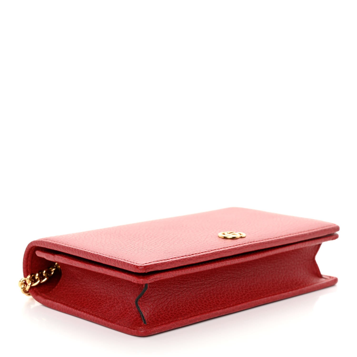 Gucci Dollar Calfskin Mini GG Marmont Chain Wallet Hibiscus Red 5 of 10