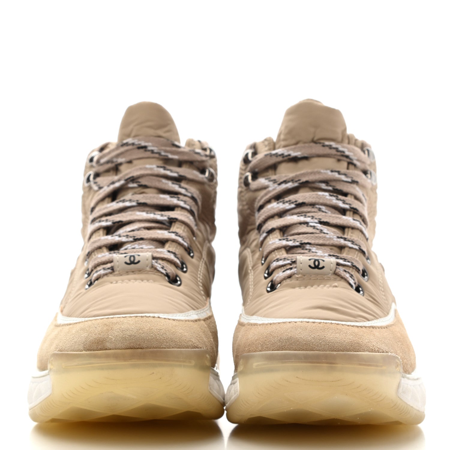 Chanel Fabric Suede Womens CC Sneakers 35.5 Beige 2 of 9