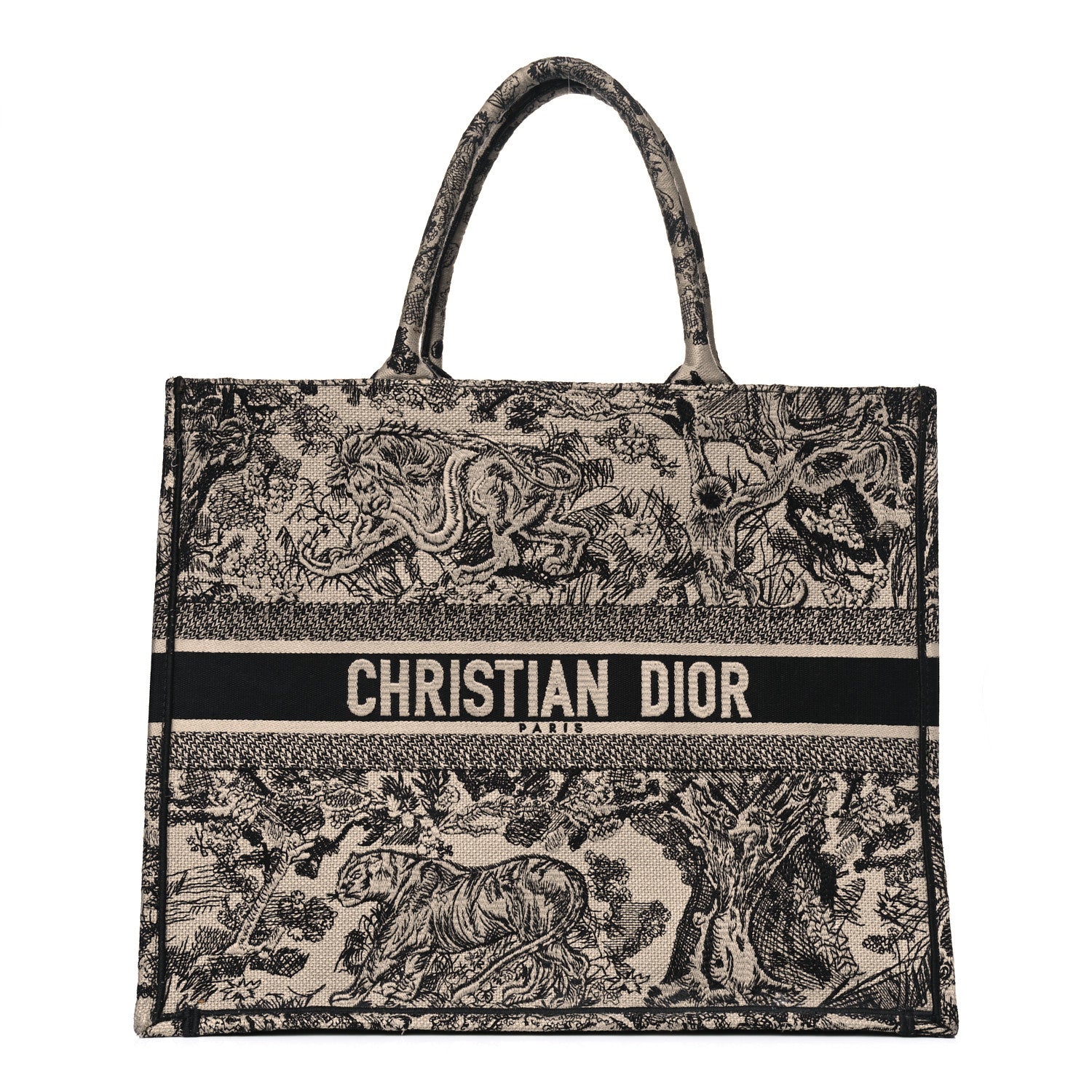 Christian Dior Canvas Embroidered Large Dioriviera Toile De Jouy Book Tote Black 1 of 8