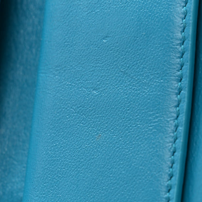 Balenciaga Shiny Calfskin Crocodile Embossed Cash Flap Coin Card Holder Blue 9 of 12