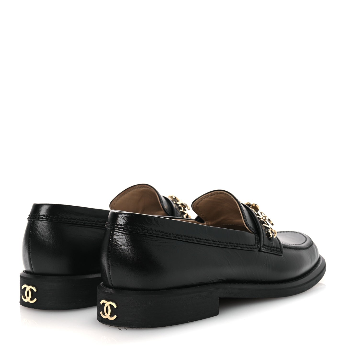 Calfskin Enamel Charms Mocassin Loafers 39.5 Black
