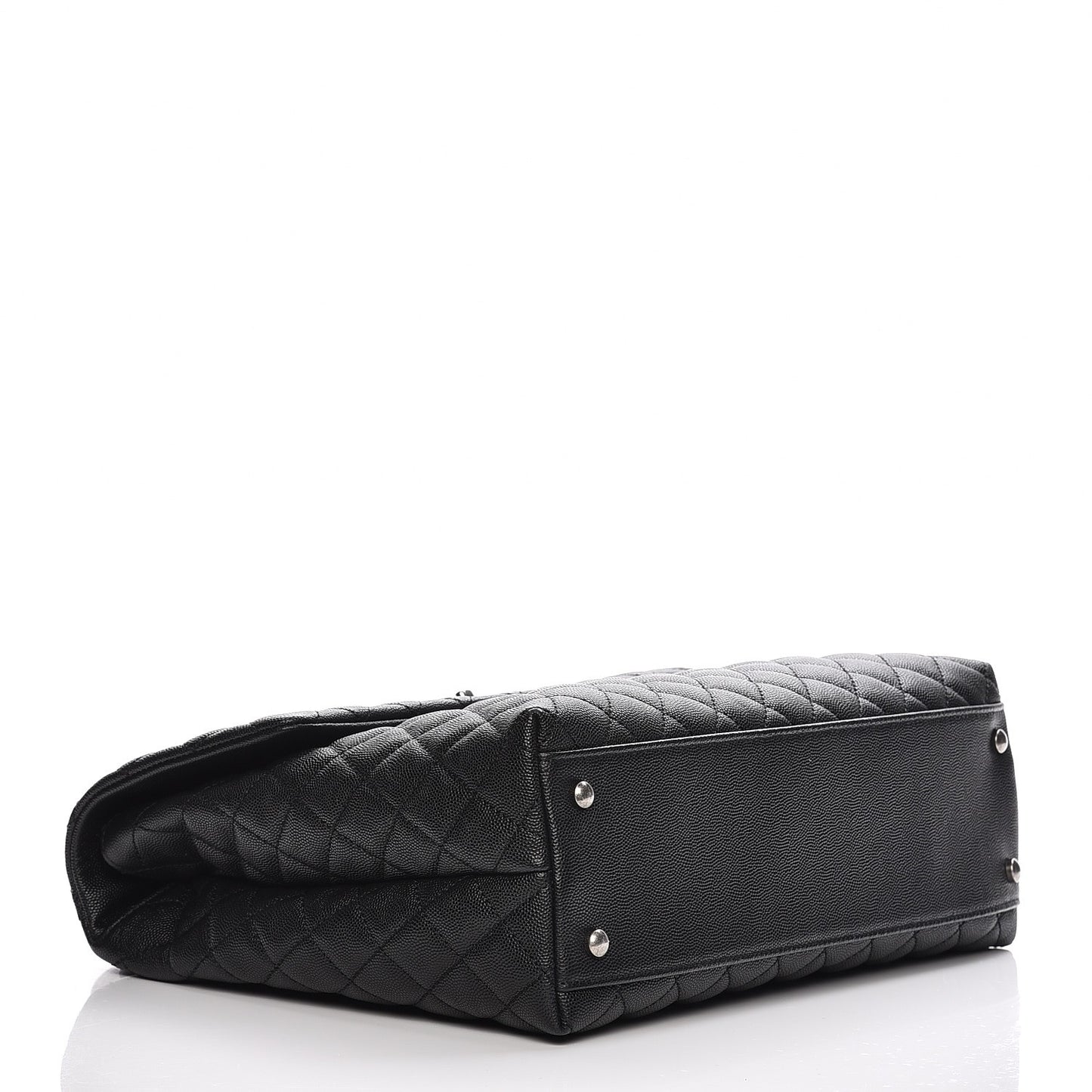 Caviar Lizard Quilted Large Coco Handle Flap Black