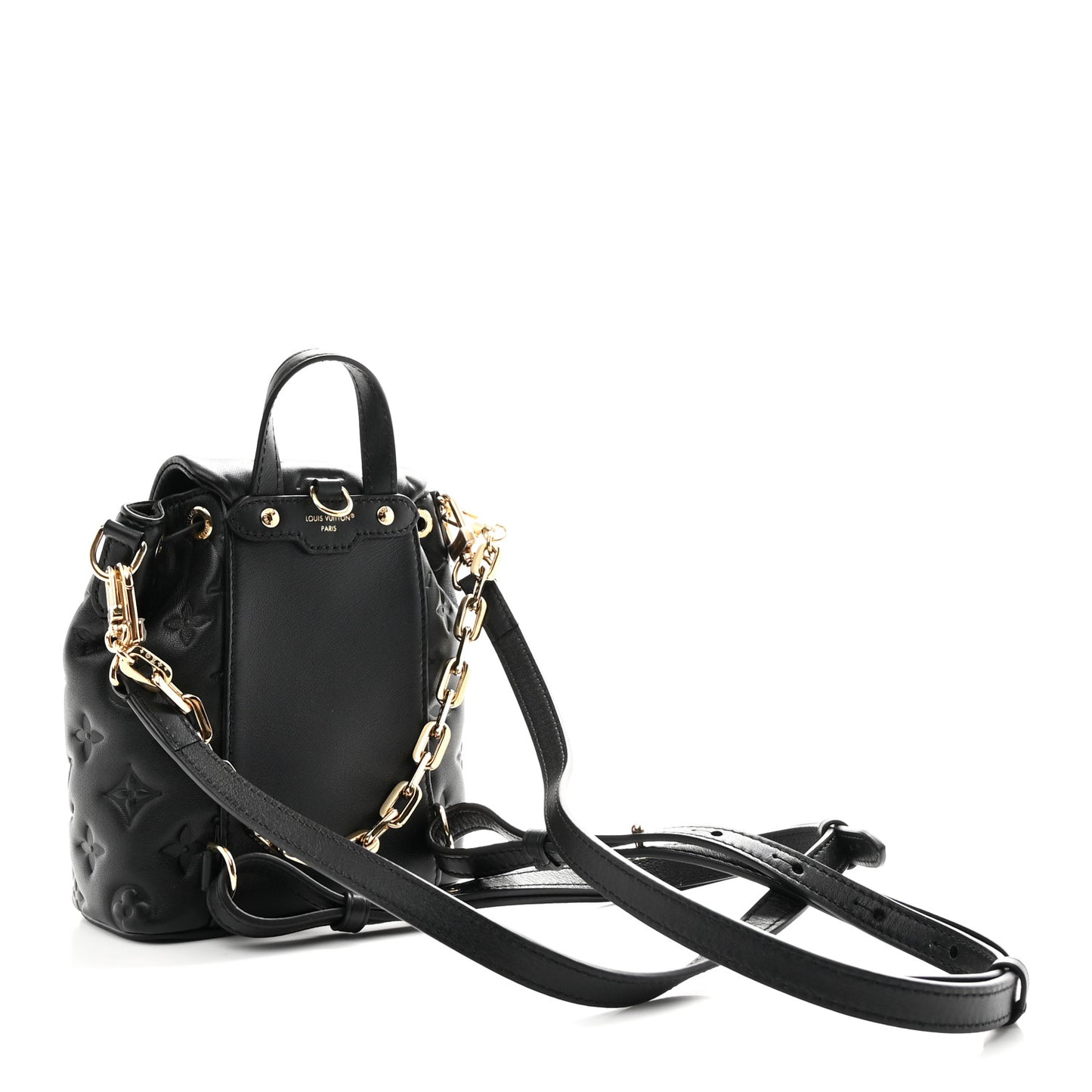 Lambskin Embossed Monogram Coussin Mini Backpack Black
