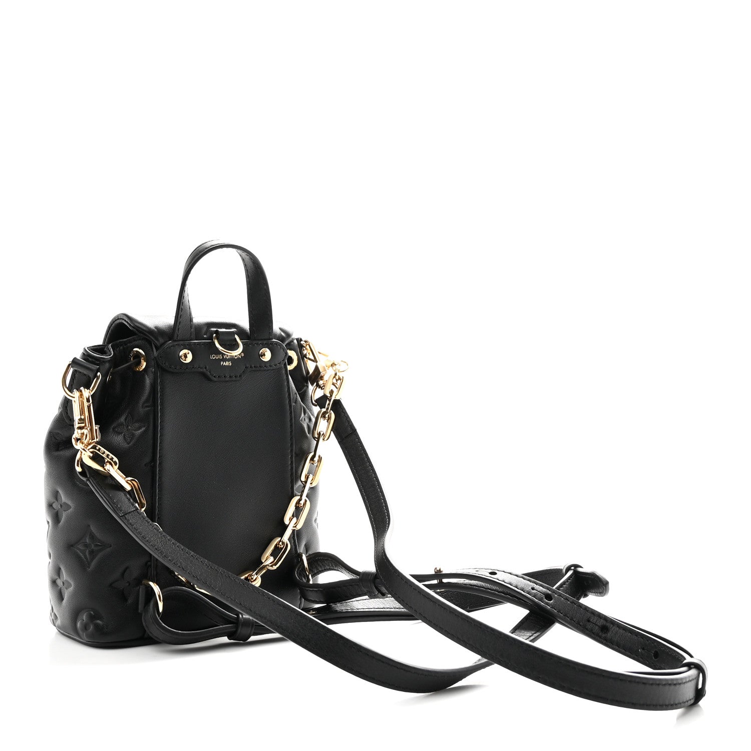 Louis Vuitton Lambskin Embossed Monogram Coussin Mini Backpack Black 3 of 9