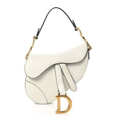Christian Dior Grained Calfskin Mini Saddle Bag White 1 of 10