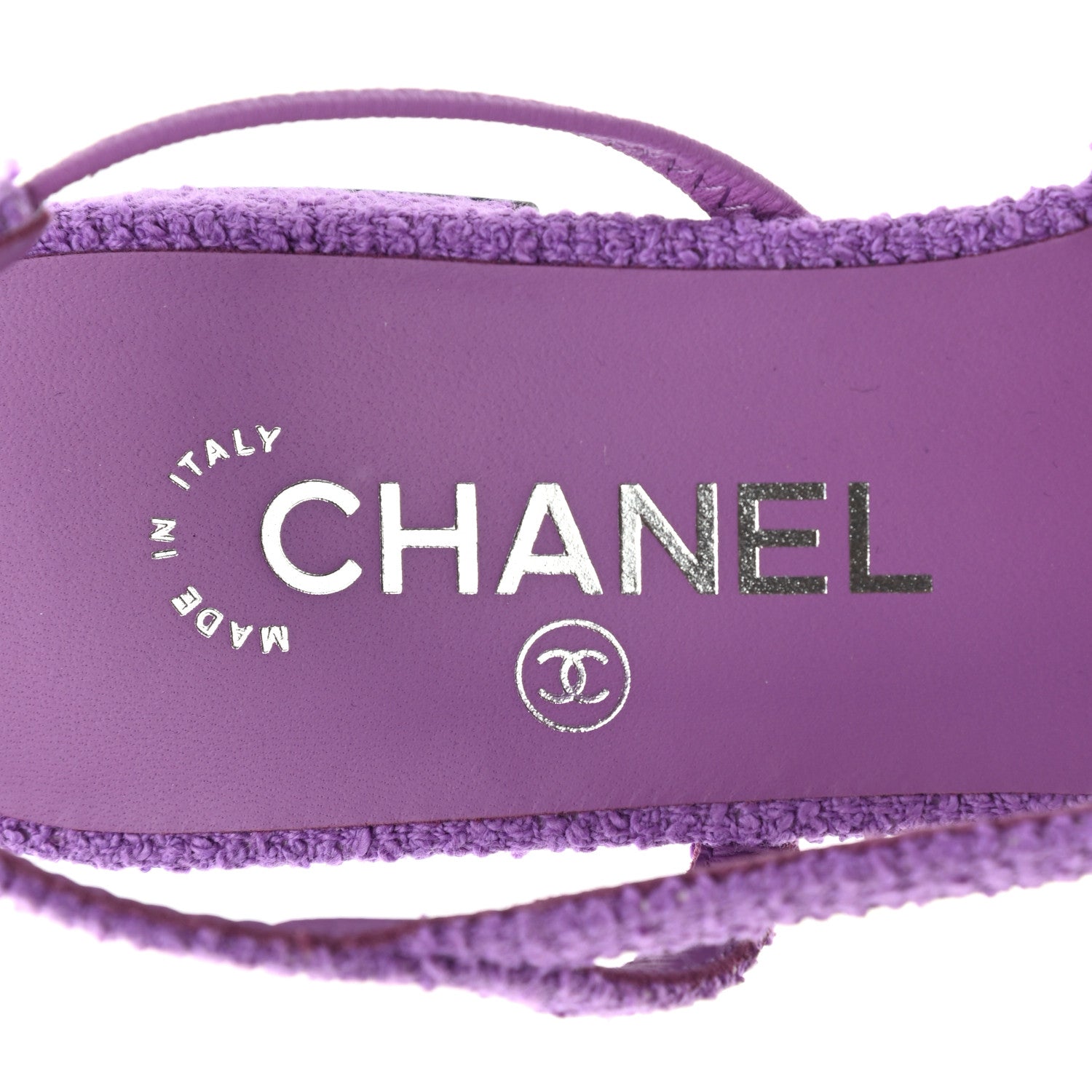 Chanel Fabric Cap Toe CC Slingback Flats 39.5 Purple 7 of 9