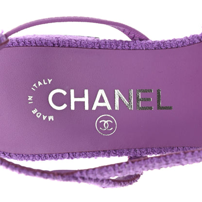Chanel Fabric Cap Toe CC Slingback Flats 39.5 Purple 7 of 9