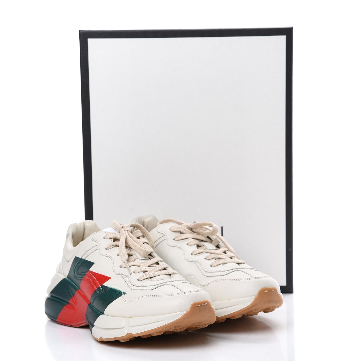 Gucci Calfskin Web Printed Mens Rhyton Sneakers 7.5 Mystic White 13 of 13