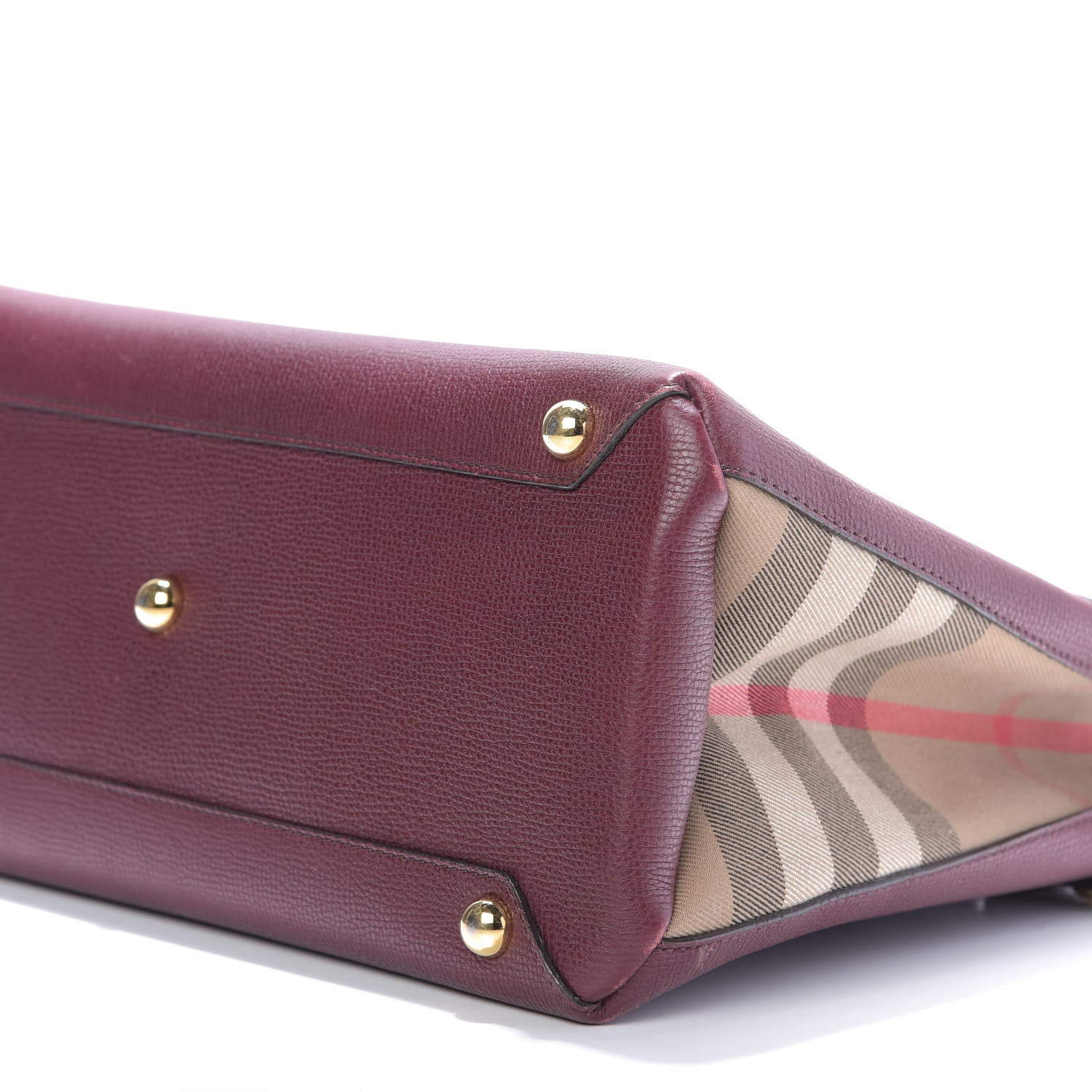 Burberry Grainy Calfskin House Check Medium Banner Tote Mahogany Red 8 of 9