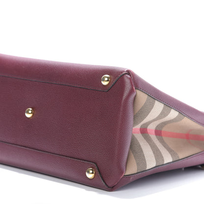 Burberry Grainy Calfskin House Check Medium Banner Tote Mahogany Red 8 of 9