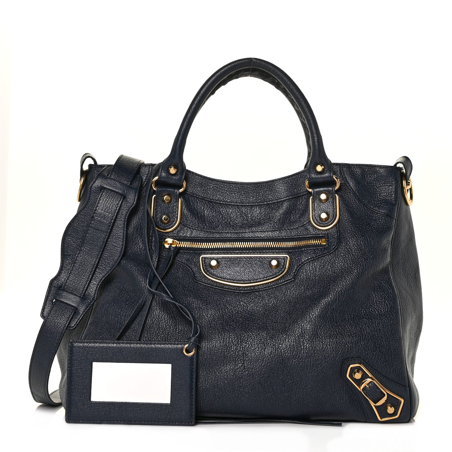 Balenciaga Chevre Gold Metallic Edge Hardware Velo Bleu Nuit Dark Sea 1 of 7