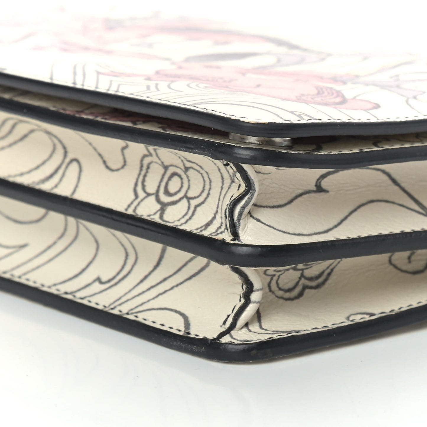 X JAMES JEAN Glace Calfskin Rabbit Print Wallet On Chain Opaline
