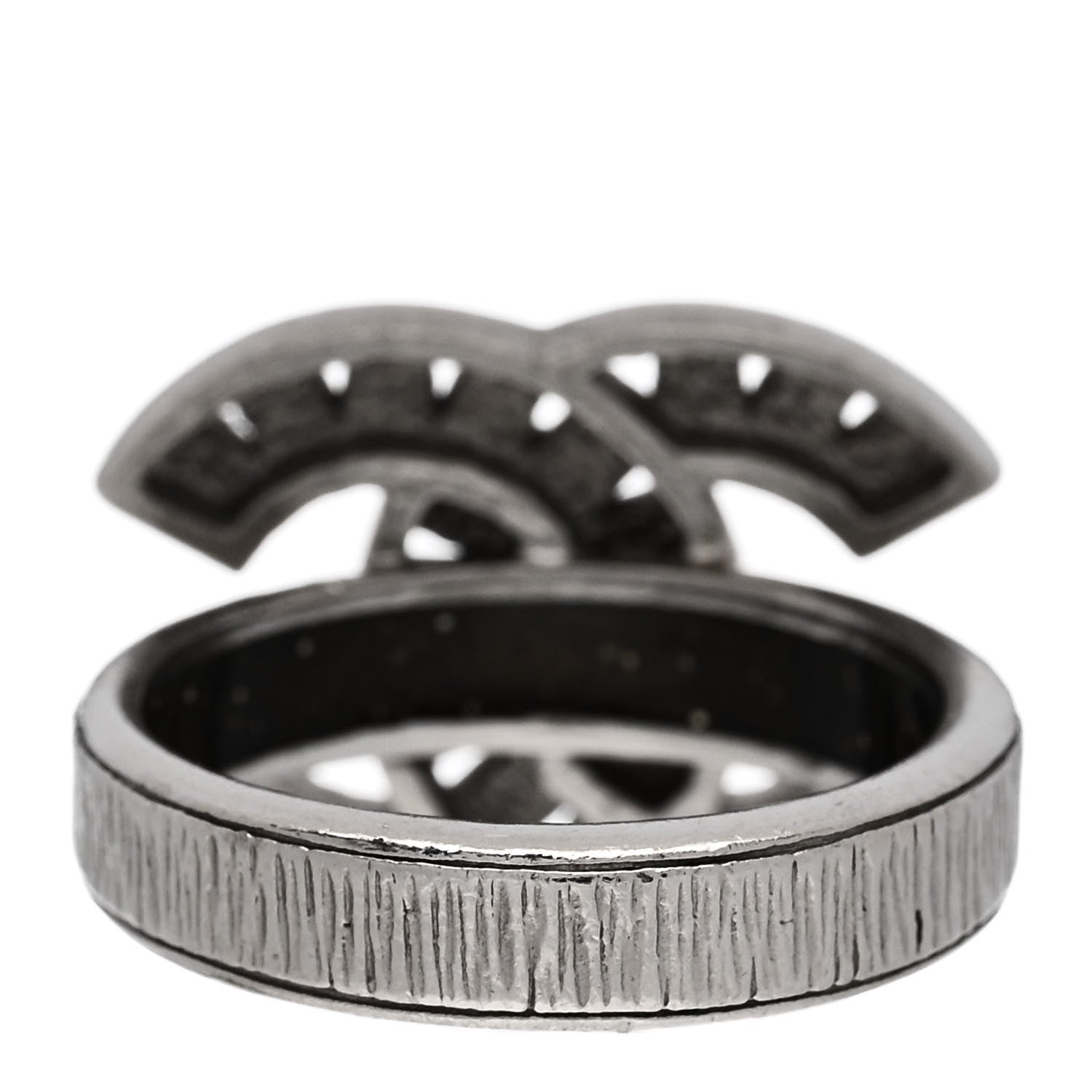 Chanel Crystal CC Ring 52 6 Silver 3 of 4