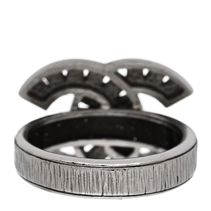 Chanel Crystal CC Ring 52 6 Silver 3 of 4