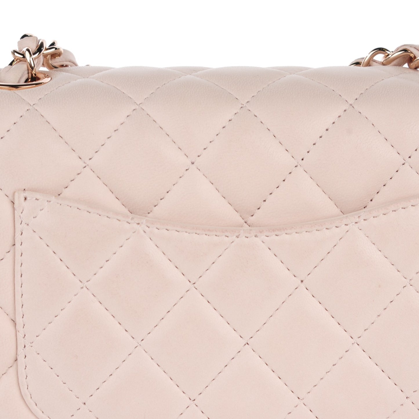 Lambskin Quilted Mini Rectangular Flap Light Pink