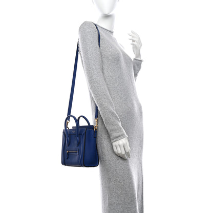Celine Drummed Calfskin Nano Luggage Indigo 2 of 10