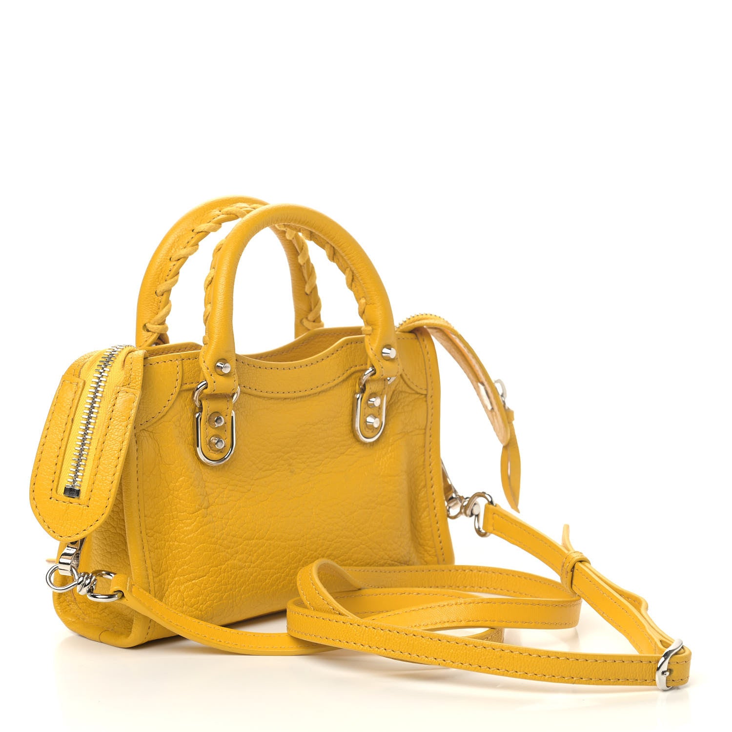 Balenciaga Chevre Silver Metallic Edge Hardware Nano City Jaune Epi 2 of 5