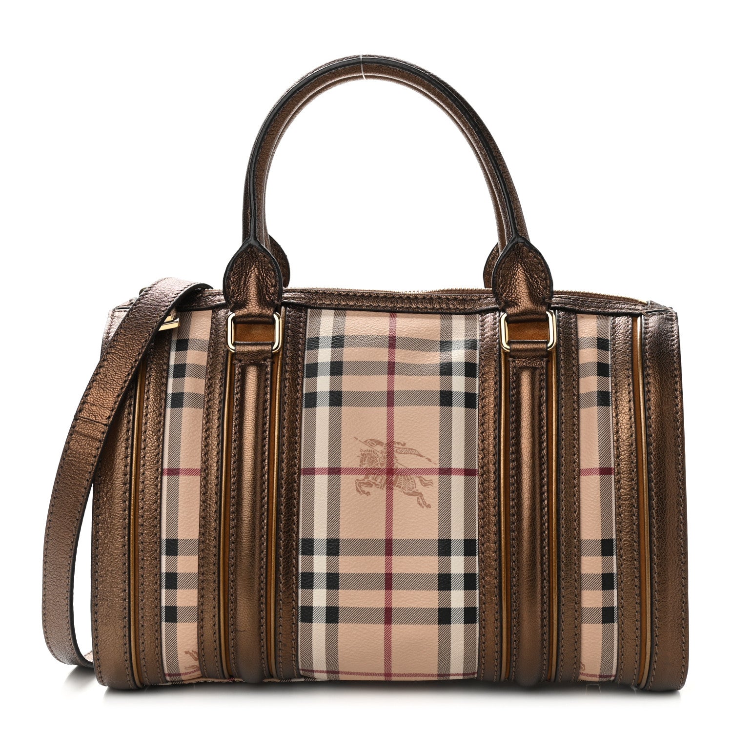 Burberry Haymarket Check Medium Alchester Bowling Bag Bronze 1 of 14
