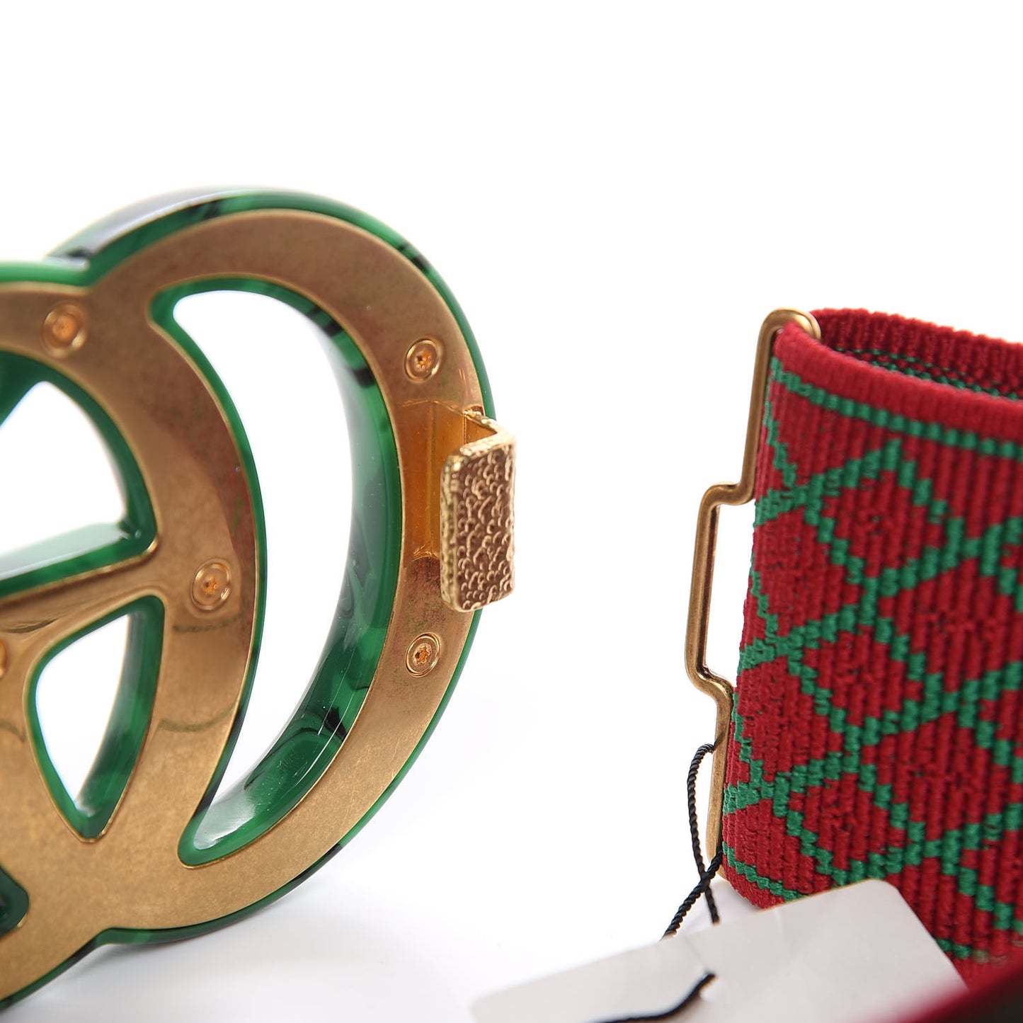Diamante Elastic Plexiglass GG Marmont Belt 95 38 Red Green