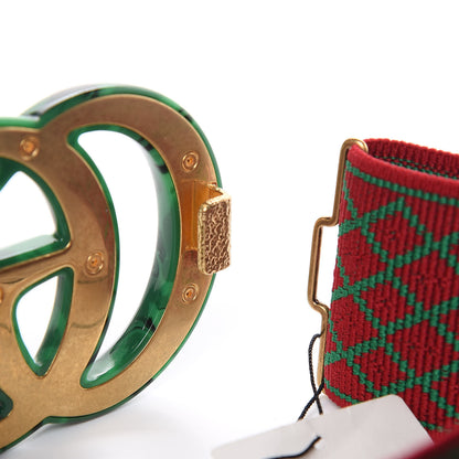 Gucci Diamante Elastic Plexiglass GG Marmont Belt 95 38 Red Green 5 of 5