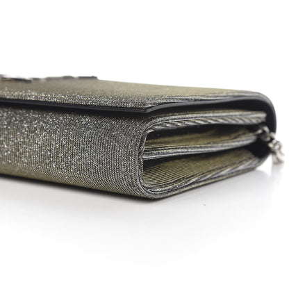Saint Laurent Metallic Sparkle Fabric Monogram Chain Wallet Anthracite 8 of 10