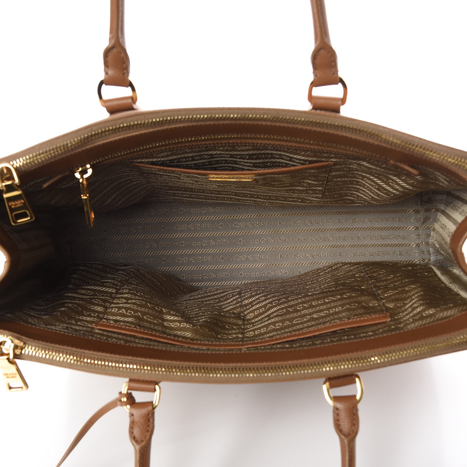 Prada Saffiano Large Galleria Double Zip Tote Caramel 5 of 9