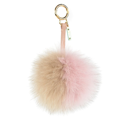 Fendi Fox Fur Vitello Elite Bi-Color Pom Pom Bag Charm Rosa Cammello Cipria 1 of 6
