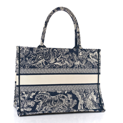 Christian Dior Canvas Embroidered Medium Toile De Jouy Reverse Book Tote Blue 3 of 8