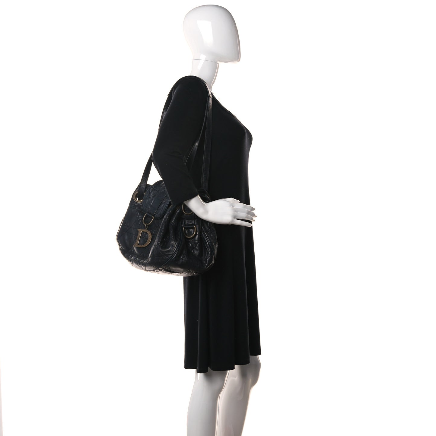 Lambskin Cannage Flap Shoulder Bag Black