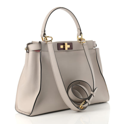 Fendi Vitello Seta Shiny Nappa Medium Peekaboo Iconic Satchel Grigio Polvere Bois de Rose 3 of 13