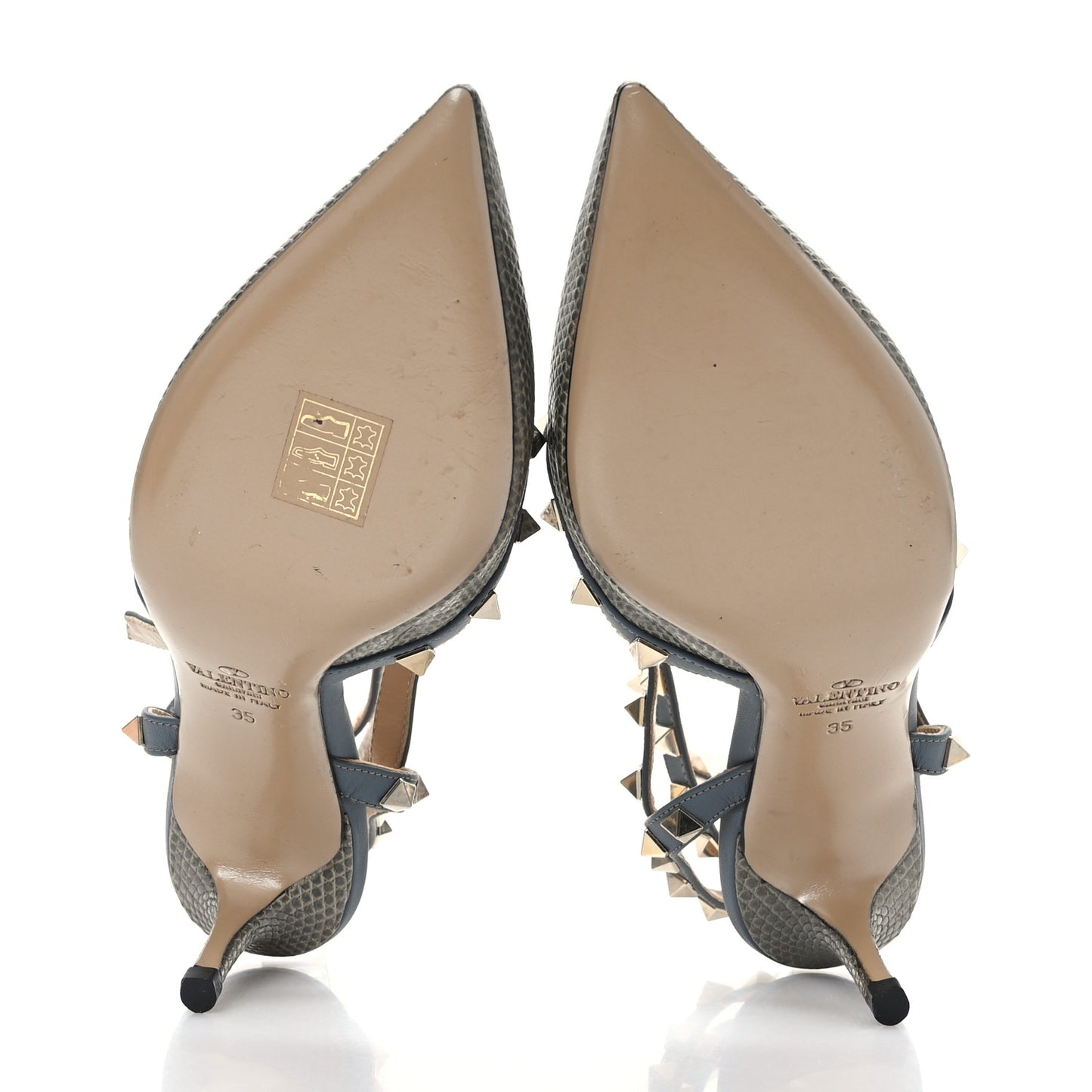Lizard Rockstud Ankle Strap 65mm Pumps 35 Blue