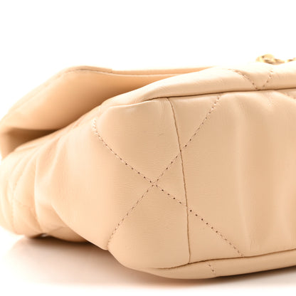 Chanel Shiny Goatskin Quilted Medium Chanel 19 Flap Beige 8 of 9