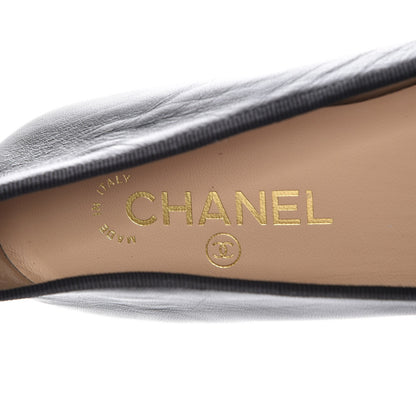 Chanel Lambskin Patent Cap Toe Ballerina Flats 38.5 Black 7 of 8