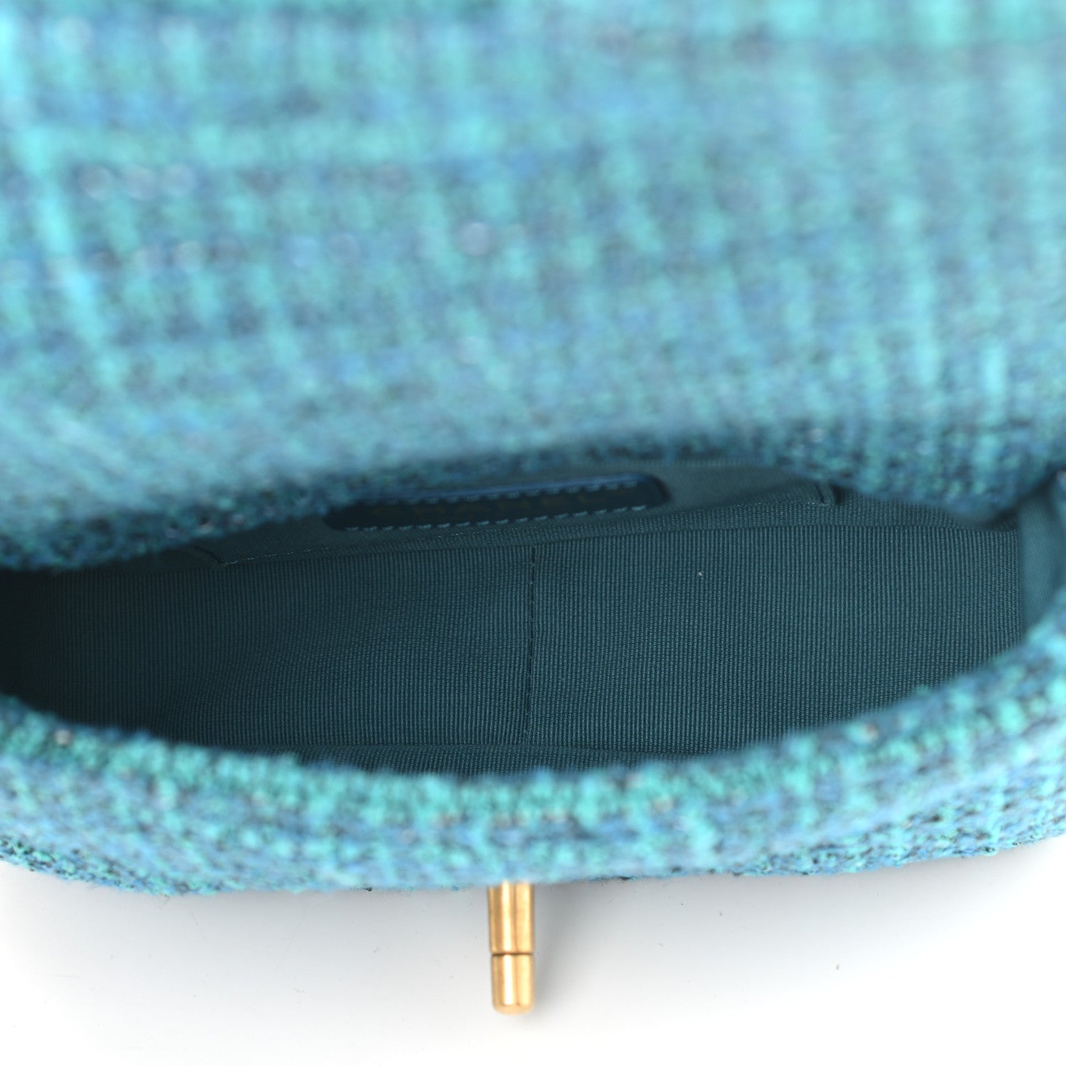Chanel Tweed Enamel Quilted Pending CC Mini Square Flap Blue Green 5 of 9