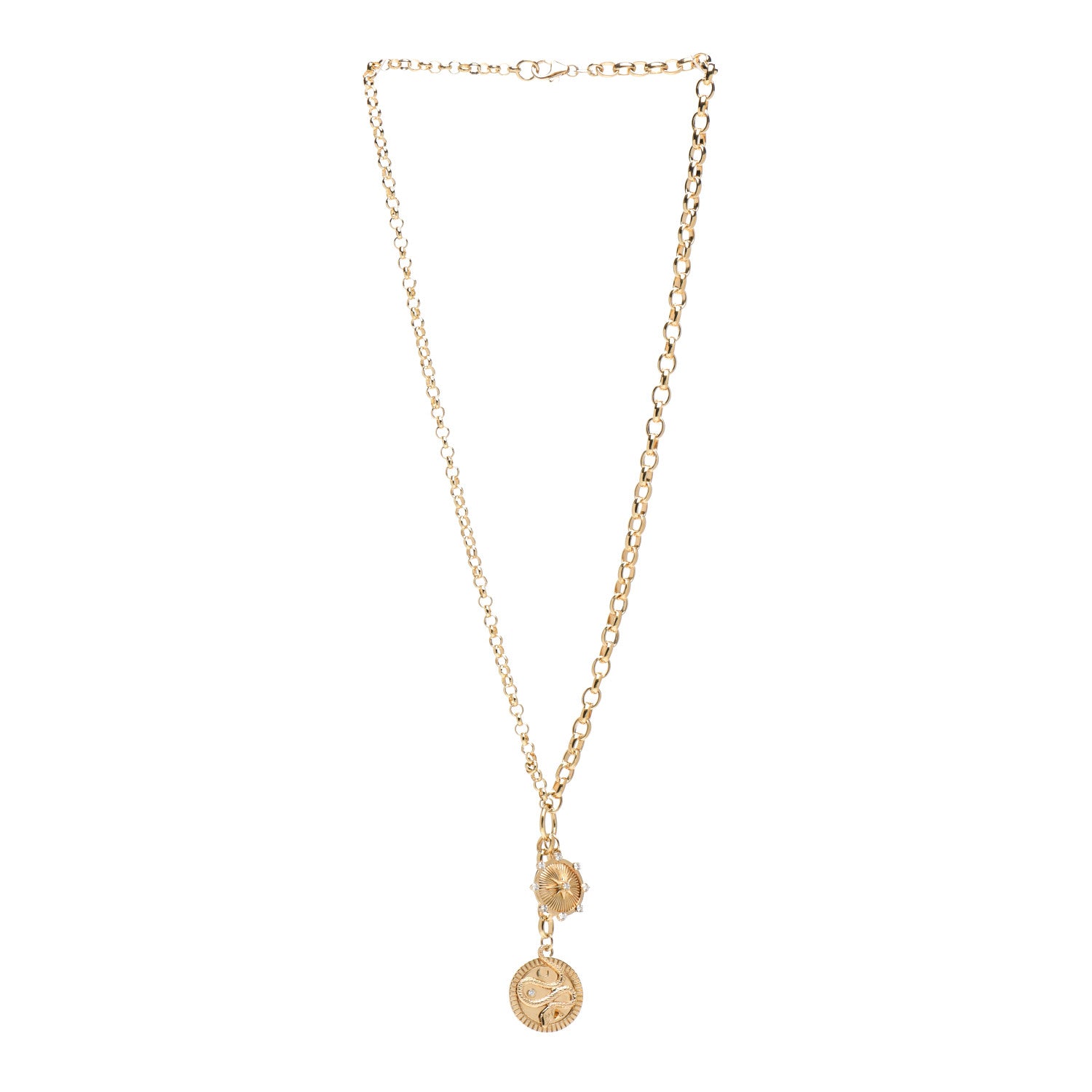 Foundrae 18K Yellow Gold Diamond Medium Wholeness Mixed Belcher Chain Charm Necklace 3 of 5