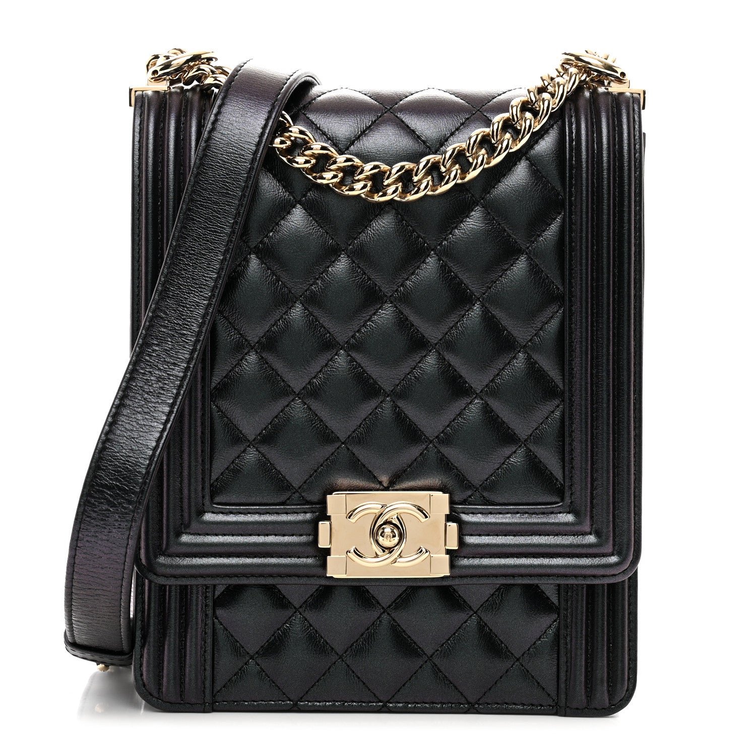 Chanel Calfskin Quilted North South Boy Flap Black 1 of 10