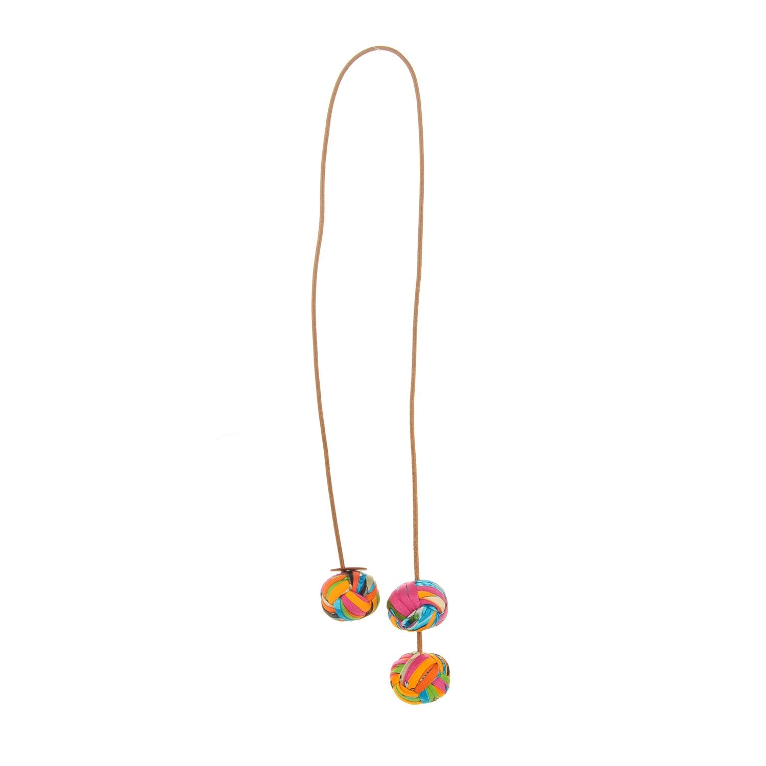 Hermes Silk Et Cuir Pompons Bag Charm 1 of 4