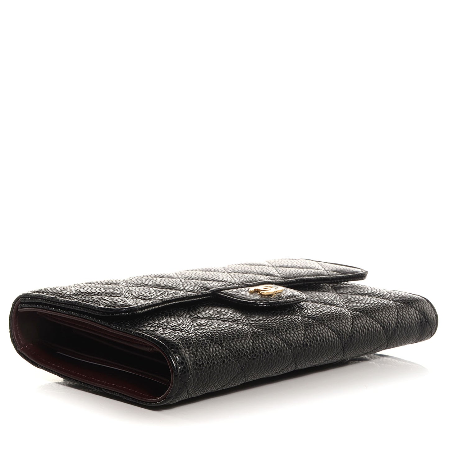 Caviar Quilted Large Flap Wallet Black