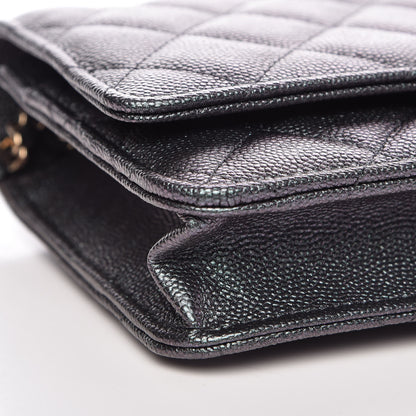 Chanel Iridescent Caviar Quilted Wallet On Chain WOC Black 5 of 13