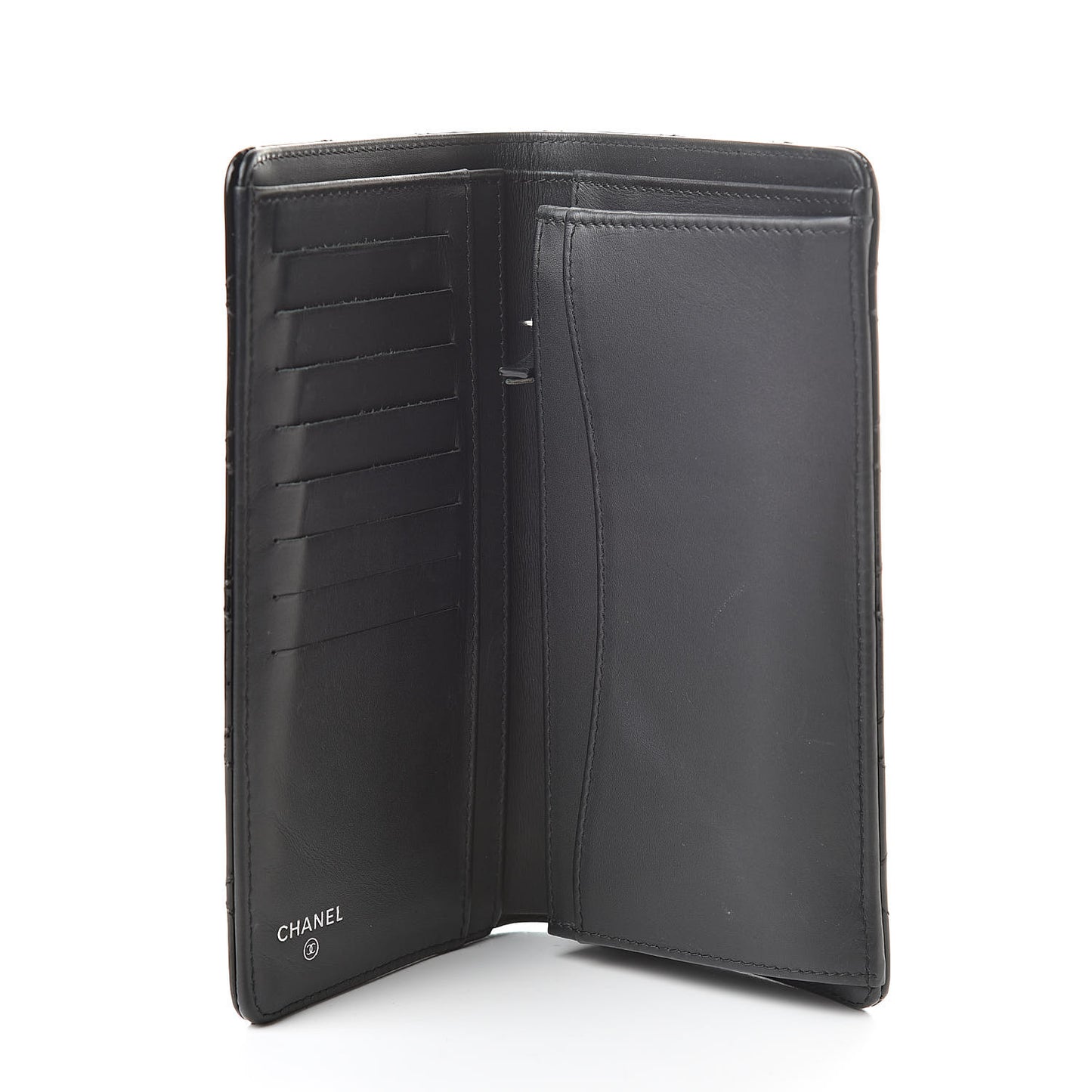 Patent Calfskin Quilted Yen Wallet Black